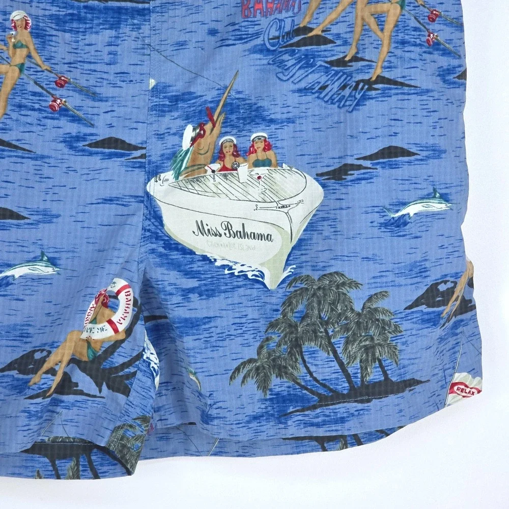 VTG 90s Tommy Bahama Swim Shorts Trunks Medium Paradise Nation Lined Tropical